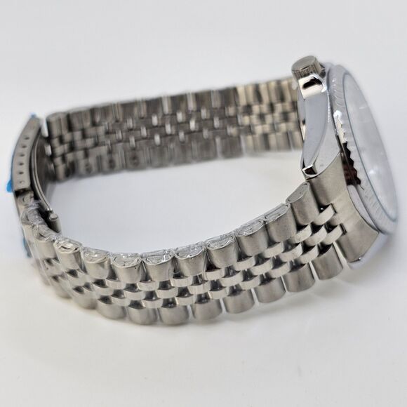 August Steiner 40MM Men's Watch Diamond Hour Markers Gray Bracelet Day Date 8.5" - Picture 7 of 10